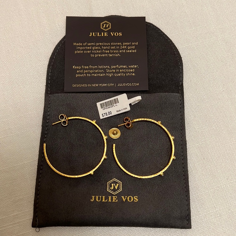 Julie Vos Crescent Stone Hoops with Pearls (large)